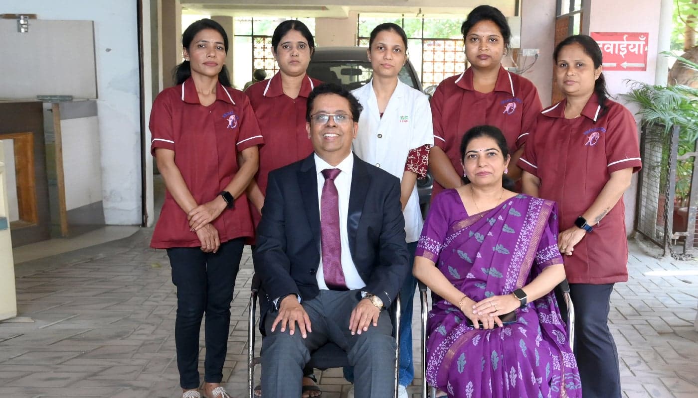 The doctors and staff of Niramay Clinics outside the clinic
